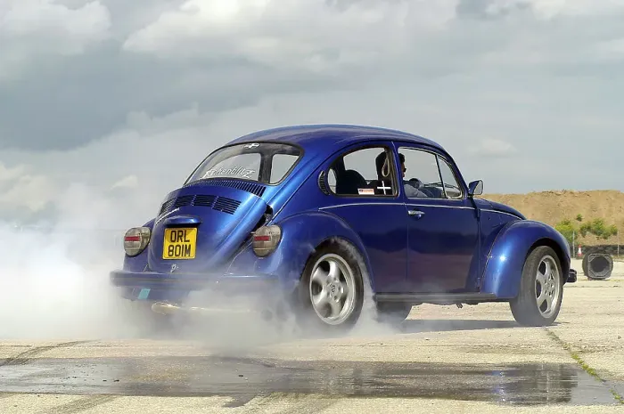 Framed Print : VW Beetle Burning out Framed Print : VW Beetle Burning out