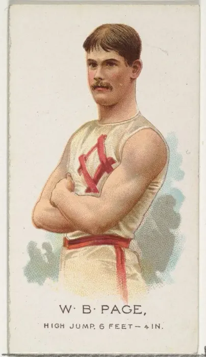 Framed Print : W. B. Page, High Jump, from Worlds Champions, Series 2 (N29) for Allen & Framed Print : W. B. Page, High Jump, from Worlds Champions, Series 2 (N29) for Allen &