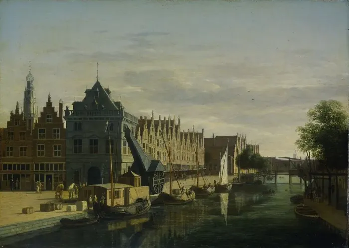 Framed Print : De Waag (Weighing House) and Crane on the Spaarne, Haarlem, 1660-1698. Creator: Gerrit Berckheyde Framed Print : De Waag (Weighing House) and Crane on the Spaarne, Haarlem, 1660-1698. Creator: Gerrit Berckheyde