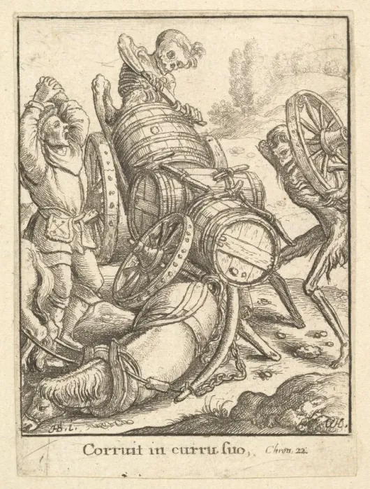 Framed Print : Waggoner, from the Dance of Death, 1651. Creator: Wenceslaus Hollar Framed Print : Waggoner, from the Dance of Death, 1651. Creator: Wenceslaus Hollar