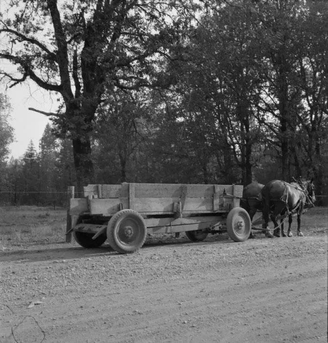 Framed Print : Wagon built on the farm utilizing parts of wrecked Dodge... Oregon, Kirby (Josephine County), 1939. Creator: Dorothea Lange Framed Print : Wagon built on the farm utilizing parts of wrecked Dodge... Oregon, Kirby (Josephine County), 1939. Creator: Dorothea Lange