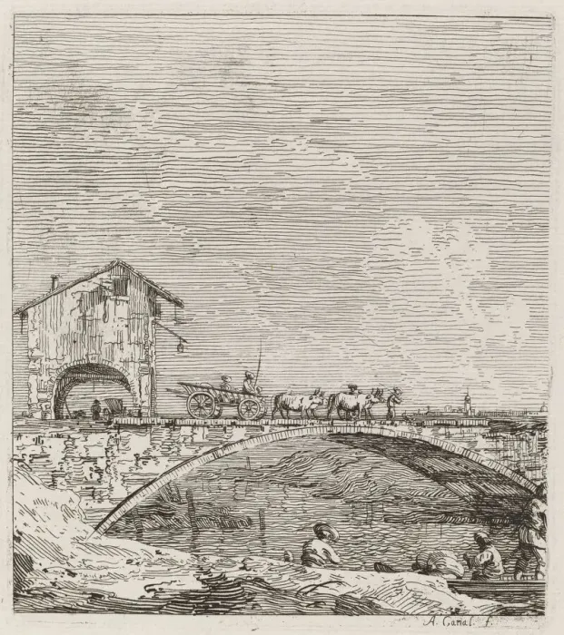 Framed Print : The Wagon Passing over a Bridge, c. 1735 / 1746. Creator: Canaletto Framed Print : The Wagon Passing over a Bridge, c. 1735 / 1746. Creator: Canaletto