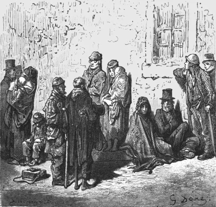 Framed Print : Waifs and Strays, 1872. Creator: Gustave Doré Framed Print : Waifs and Strays, 1872. Creator: Gustave Doré