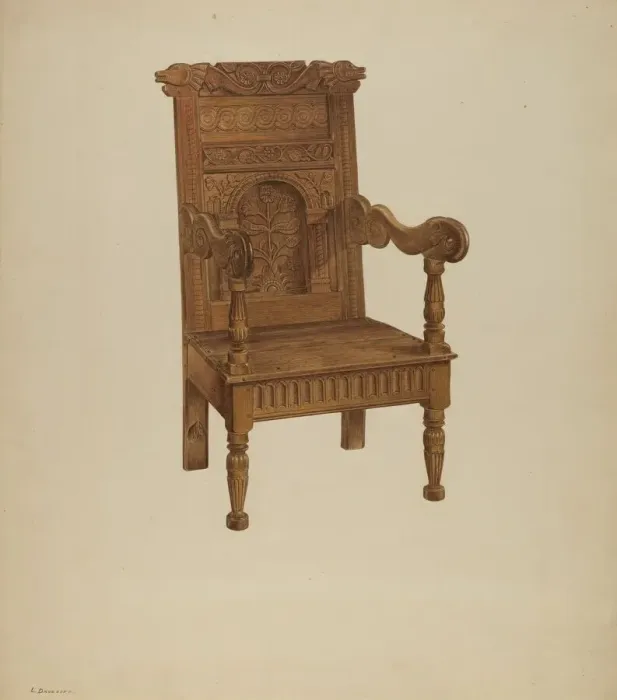 Framed Print : Wainscot Armchair, c. 1939. Creator: Leo Drozdoff Framed Print : Wainscot Armchair, c. 1939. Creator: Leo Drozdoff