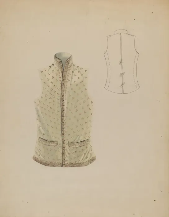Framed Print : Waistcoat, c. 1936. Creator: Bessie Forman Framed Print : Waistcoat, c. 1936. Creator: Bessie Forman
