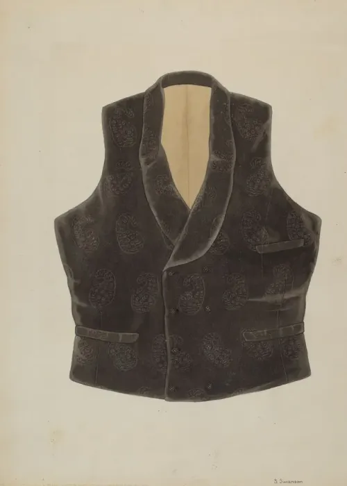 Framed Print : Waistcoat, c. 1936. Creator: Syrena Swanson Framed Print : Waistcoat, c. 1936. Creator: Syrena Swanson