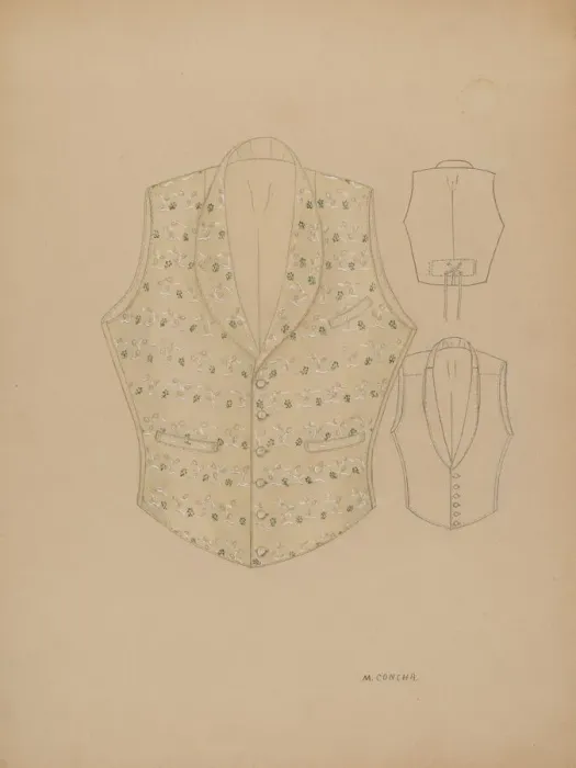 Framed Print : Waistcoat, c. 1937. Creator: Margaret Concha Framed Print : Waistcoat, c. 1937. Creator: Margaret Concha