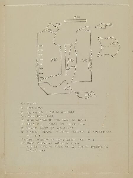 Waistcoat Pattern, c. 1936. Creator: Rosalia Lane