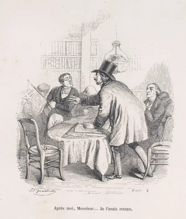Framed Print : Wait your turn, Monsieur... I had that first. from the Little Miseries of Human Life Framed Print : Wait your turn, Monsieur... I had that first. from the Little Miseries of Human Life