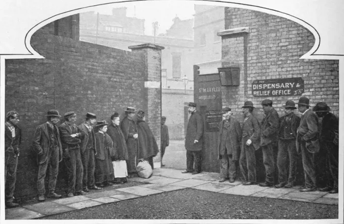 Framed Print : Waiting for admission to St Marylebone Workhouse, Luxborough Street, London, c1901 (1903) Framed Print : Waiting for admission to St Marylebone Workhouse, Luxborough Street, London, c1901 (1903)