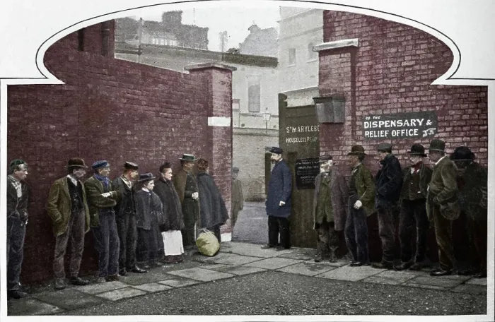 Framed Print : Waiting for admission to St Marylebone Workhouse, Luxborough Street, London, c1901 (1903) Framed Print : Waiting for admission to St Marylebone Workhouse, Luxborough Street, London, c1901 (1903)