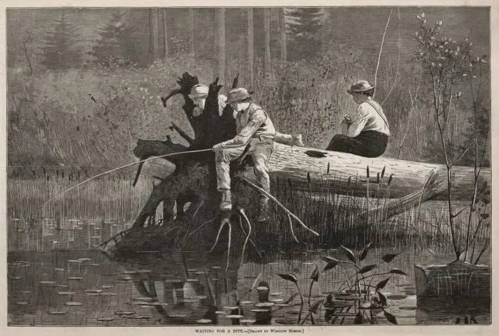 Framed Print : Waiting for a Bite, 1874. Creator: Winslow Homer (American, 1836-1910) Framed Print : Waiting for a Bite, 1874. Creator: Winslow Homer (American, 1836-1910)