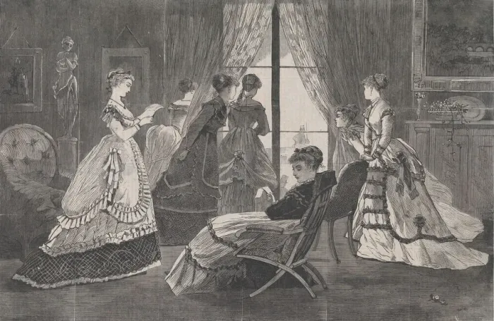 Framed Print : Waiting for Calls on New Years Day (Harpers Bazar, Vol. II), January 2, 1869 Framed Print : Waiting for Calls on New Years Day (Harpers Bazar, Vol. II), January 2, 1869