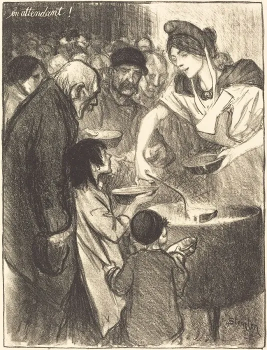 Framed Print : Waiting (En attendant), 1895. Creator: Theophile Alexandre Steinlen Framed Print : Waiting (En attendant), 1895. Creator: Theophile Alexandre Steinlen
