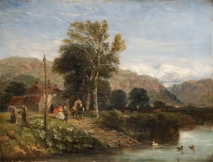 Framed Print : Waiting for the Ferry, 1845. Creator: David Cox the elder Framed Print : Waiting for the Ferry, 1845. Creator: David Cox the elder