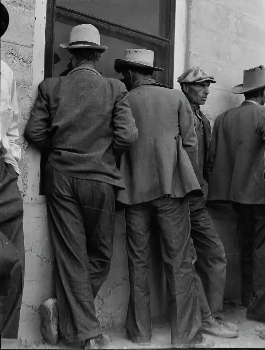 Framed Print : Waiting for the relief checks at Calipatria, California, 1937. Creator: Dorothea Lange Framed Print : Waiting for the relief checks at Calipatria, California, 1937. Creator: Dorothea Lange
