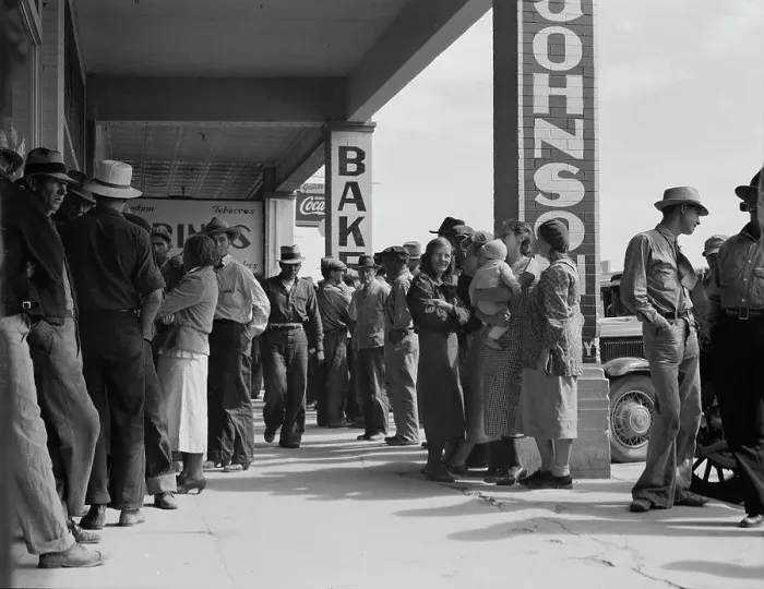 Framed Print : Waiting for the relief checks at Calipatria, California, 1937. Creator: Dorothea Lange Framed Print : Waiting for the relief checks at Calipatria, California, 1937. Creator: Dorothea Lange
