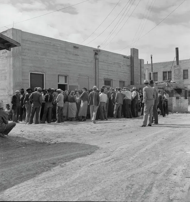 Framed Print : Waiting for the relief checks at Calipatria, California, 1937. Creator: Dorothea Lange Framed Print : Waiting for the relief checks at Calipatria, California, 1937. Creator: Dorothea Lange
