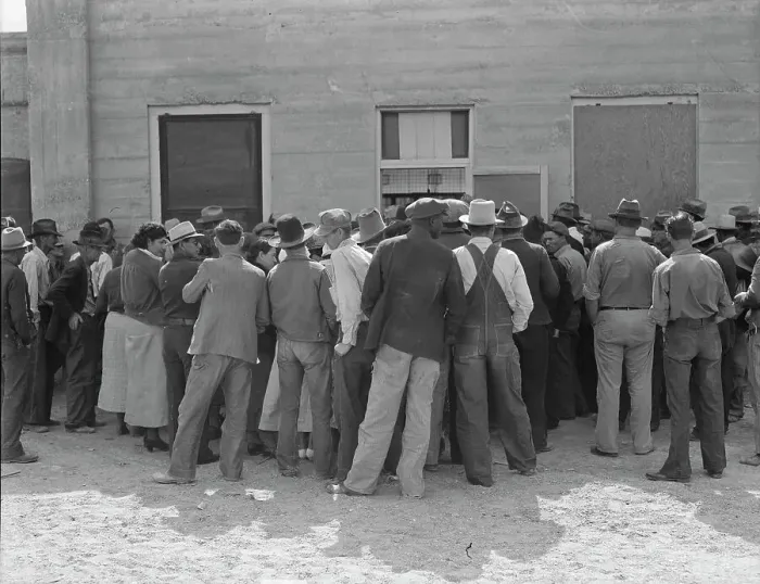 Framed Print : Waiting for relief checks, Calipatria, California, 1937. Creator: Dorothea Lange Framed Print : Waiting for relief checks, Calipatria, California, 1937. Creator: Dorothea Lange