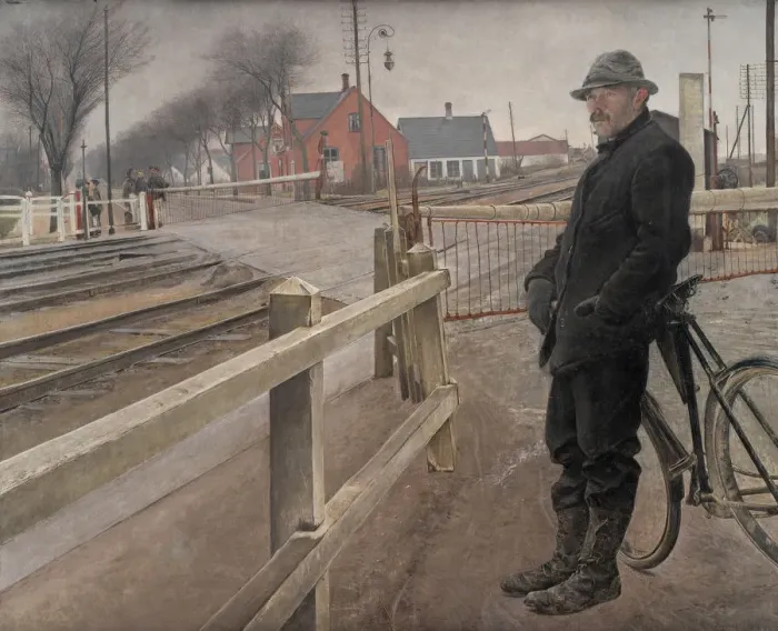 Framed Print : Waiting for the Train. Level Crossing by Roskilde Highway, 1914. Creator: Ring, Laurits Andersen Framed Print : Waiting for the Train. Level Crossing by Roskilde Highway, 1914. Creator: Ring, Laurits Andersen
