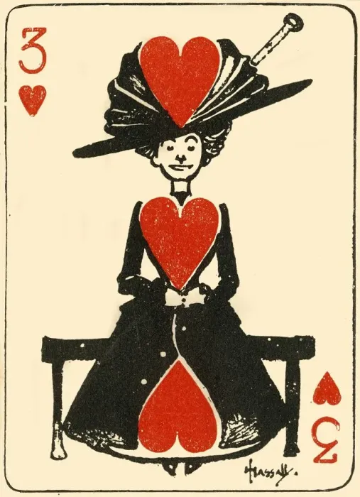 Framed Print : The waiting virgin, from the three of hearts, 1910. Creator: John Hassall Framed Print : The waiting virgin, from the three of hearts, 1910. Creator: John Hassall