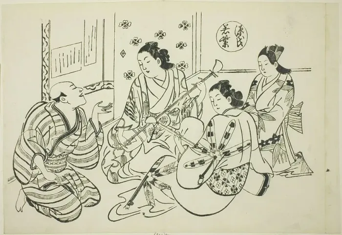 Framed Print : The Waka Murasaki Chapter from The Tale of Genji (Genji Waka Murasaki)...parodies, c. 1710. Creator: Okumura Masanobu. The Waka Murasaki Chapter from The Tale of Genji (Genji Waka Murasaki)...parodies, c. 1710 Framed Print : The Waka Murasaki Chapter from The Tale of Genji (Genji Waka Murasaki)...parodies, c. 1710. Creator: Okumura Masanobu. The Waka Murasaki Chapter from The Tale of Genji (Genji Waka Murasaki)...parodies, c. 1710