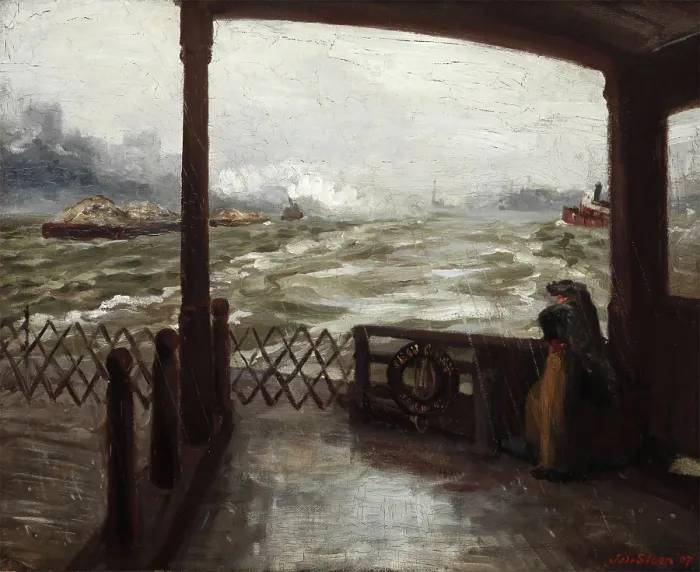 Framed Print : Wake of the Ferry, No. 1, 1907. Creator: John Sloan Framed Print : Wake of the Ferry, No. 1, 1907. Creator: John Sloan