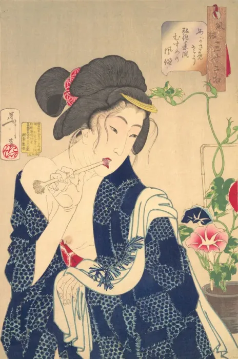 Framed Print : Waking Up: A Girl of the Koka Era (1844-1848), 1888. Creator: Tsukioka Yoshitoshi Framed Print : Waking Up: A Girl of the Koka Era (1844-1848), 1888. Creator: Tsukioka Yoshitoshi