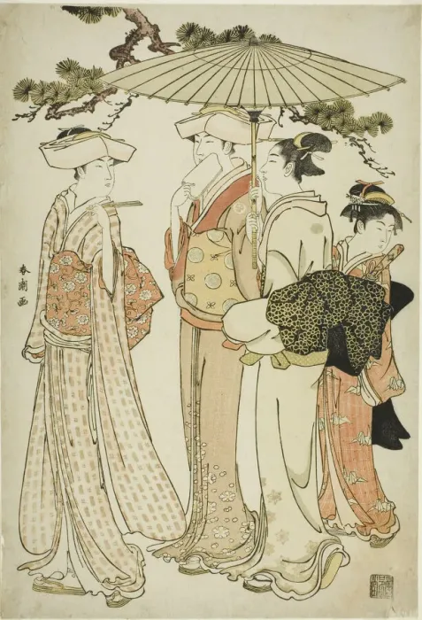 Framed Print : Out for a Walk, c. 1780 / 1801. Creator: Katsukawa Shuncho Framed Print : Out for a Walk, c. 1780 / 1801. Creator: Katsukawa Shuncho