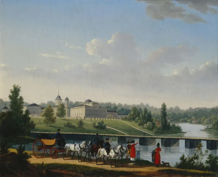 Framed Print : The Walk. The Golitsyns Estate Pekhra-Yakovlevskoye, 1820. Artist: Swebach, Jacques-Francois Joseph (1769-1823) Framed Print : The Walk. The Golitsyns Estate Pekhra-Yakovlevskoye, 1820. Artist: Swebach, Jacques-Francois Joseph (1769-1823)