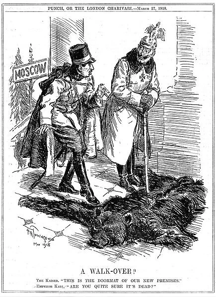 A Walk-Over?, 1918. German emperor Wilhelm II regarding Russia as a doormat
