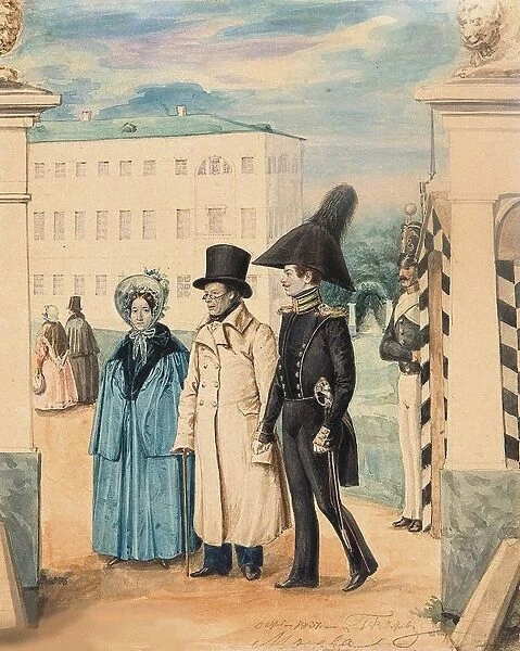 Walk (Self-portrait with father and sister), 1837