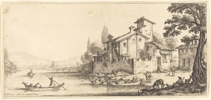 Framed Print : The Walk by the Water, probably c. 1630. Creator: Jacques Callot Framed Print : The Walk by the Water, probably c. 1630. Creator: Jacques Callot