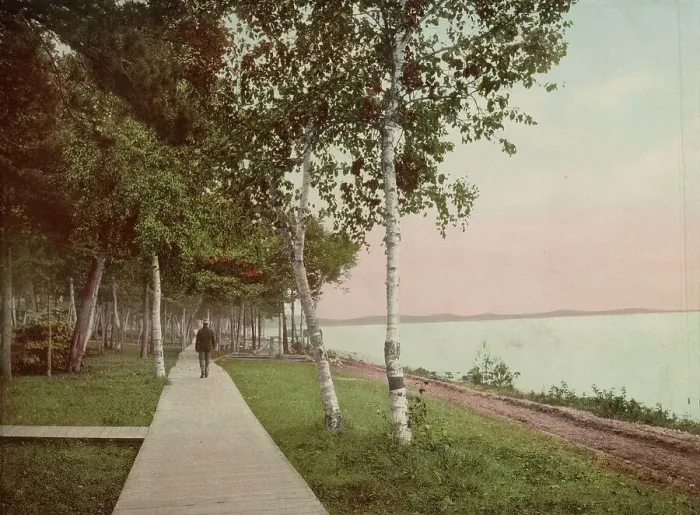 Framed Print : The Walk at We-Que-Ton-Sing, Michigan, c1900. Creator: Unknown Framed Print : The Walk at We-Que-Ton-Sing, Michigan, c1900. Creator: Unknown