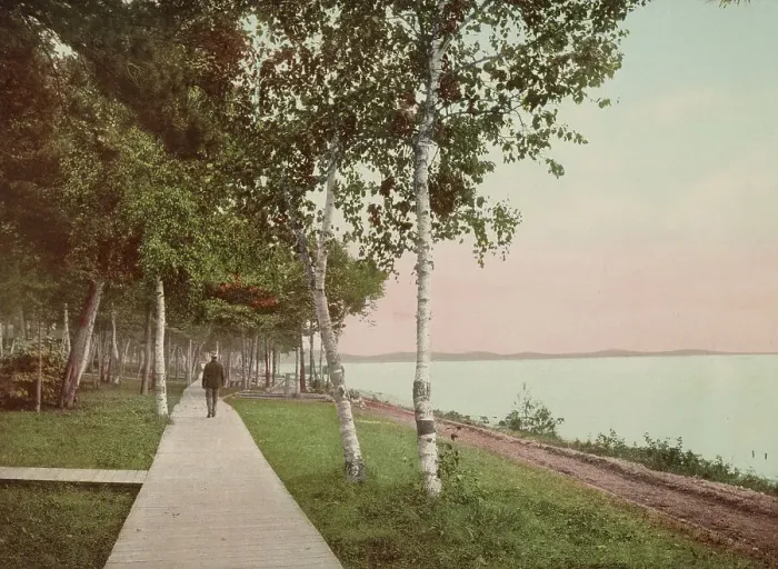 Framed Print : The Walk at We-Que-Ton-Sing, Michigan, c1900. Creator: Unknown Framed Print : The Walk at We-Que-Ton-Sing, Michigan, c1900. Creator: Unknown