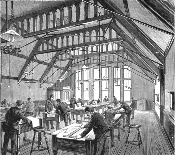 Framed Print : The Walker Engineering Laboratories at Liverpool; The Drawing Hall, 1890. Creator: Unknown Framed Print : The Walker Engineering Laboratories at Liverpool; The Drawing Hall, 1890. Creator: Unknown