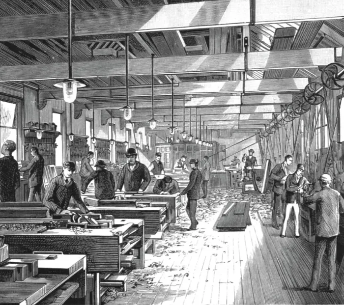 Framed Print : The Walker Engineering Laboratories at Liverpool; The Wood-working Department, 1890. Creator: Unknown Framed Print : The Walker Engineering Laboratories at Liverpool; The Wood-working Department, 1890. Creator: Unknown