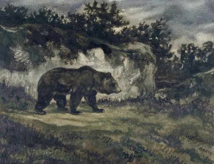 Framed Print : Walking Bear, c1850s-1860s. Creator: Antoine-Louis Barye Framed Print : Walking Bear, c1850s-1860s. Creator: Antoine-Louis Barye