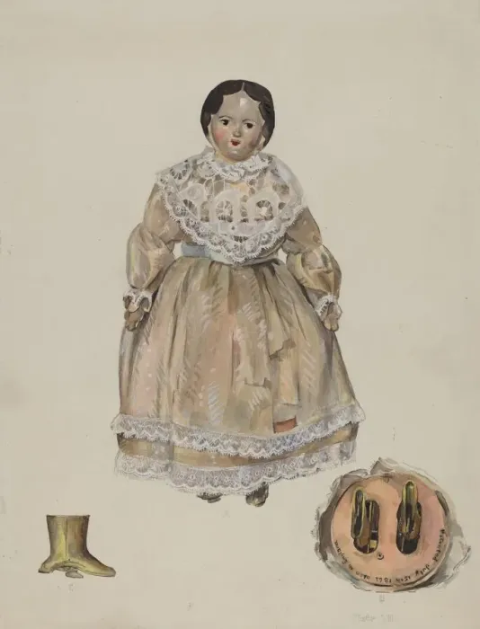 Framed Print : Walking Doll, c. 1936. Creator: Jane Iverson Framed Print : Walking Doll, c. 1936. Creator: Jane Iverson