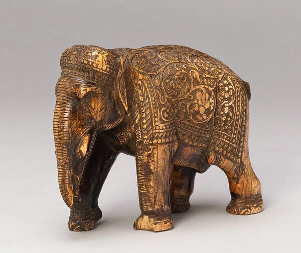 Walking Elephant with Floral Caparison, 17th century. Creator: Unknown
