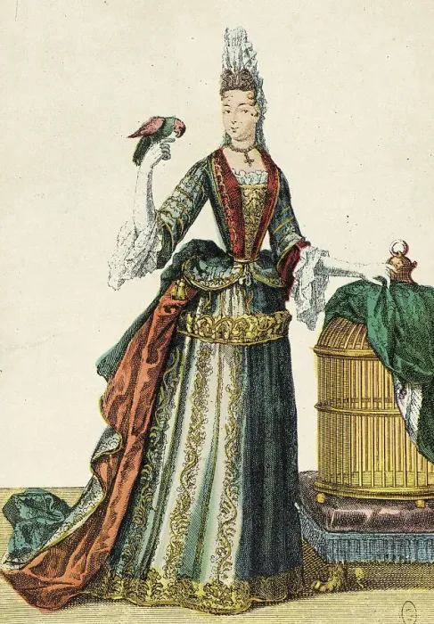 Framed Print : Walking and Evening Dress, between circa 1695 and circa 1702. Creator: Nicolas Bonnart Framed Print : Walking and Evening Dress, between circa 1695 and circa 1702. Creator: Nicolas Bonnart