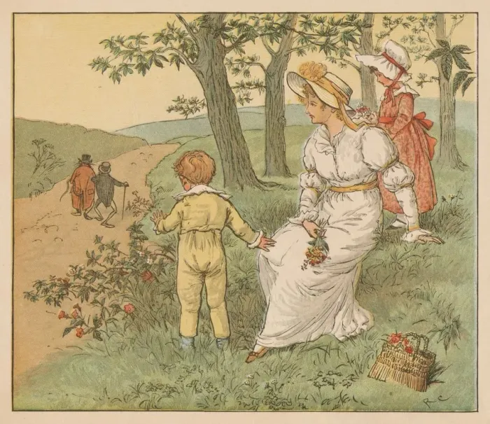 Framed Print : Walking to Mouseys Hall, c1883. Creator: Randolph Caldecott Framed Print : Walking to Mouseys Hall, c1883. Creator: Randolph Caldecott