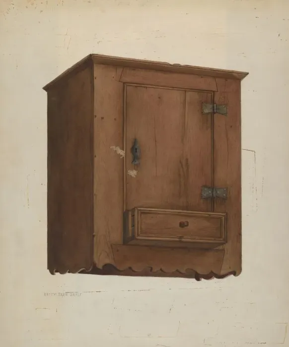 Framed Print : Wall Cabinet, c. 1939. Creator: Betty Jean Davis Framed Print : Wall Cabinet, c. 1939. Creator: Betty Jean Davis