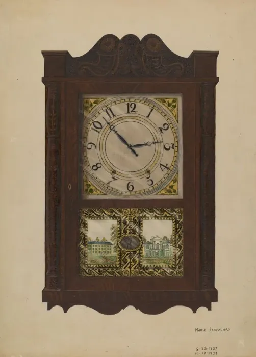 Framed Print : Wall Clock, 1937. Creator: Marie Famularo Framed Print : Wall Clock, 1937. Creator: Marie Famularo