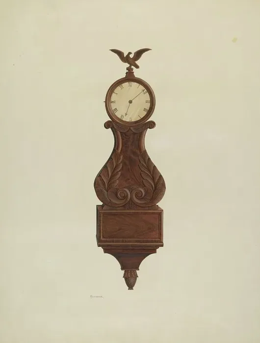 Framed Print : Wall Clock, c. 1938. Creator: Ernest Busenbark Framed Print : Wall Clock, c. 1938. Creator: Ernest Busenbark