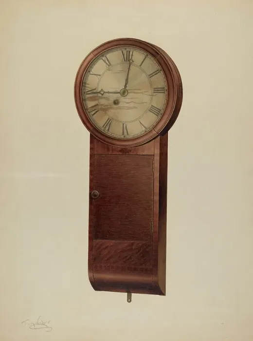 Framed Print : Wall Clock, c. 1938. Creator: Frank Wenger Framed Print : Wall Clock, c. 1938. Creator: Frank Wenger