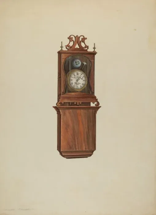 Framed Print : Wall Clock, c. 1938. Creator: Isadore Goldberg Framed Print : Wall Clock, c. 1938. Creator: Isadore Goldberg