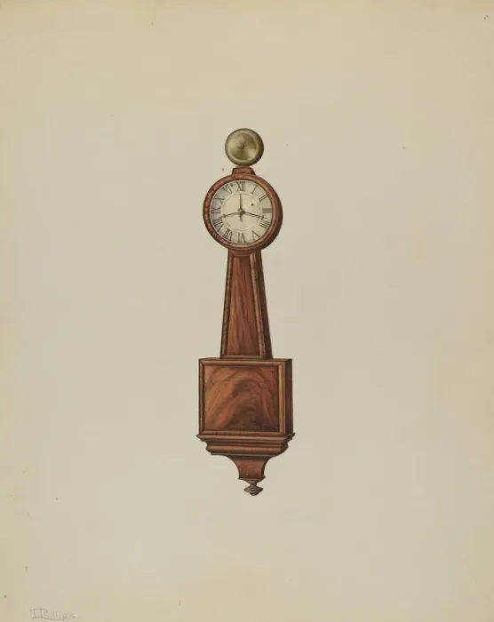 Framed Print : Wall Clock, c. 1938. Creator: Lawrence Phillips Framed Print : Wall Clock, c. 1938. Creator: Lawrence Phillips