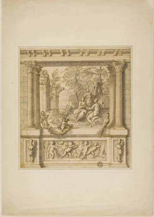 Framed Print : Wall Decoration with Story of Egeria & Numa Pompilius, 1695 / 1734 Framed Print : Wall Decoration with Story of Egeria & Numa Pompilius, 1695 / 1734