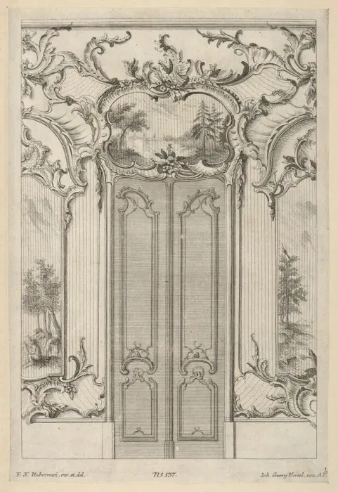 Framed Print : Wall Elevation with a Double Door, from Wandfüllungen, ca. 1748-70 Framed Print : Wall Elevation with a Double Door, from Wandfüllungen, ca. 1748-70
